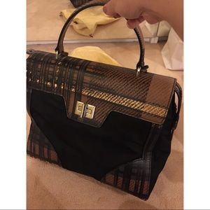 Prada Saffiano & Tessuto Leather Satchel Bag